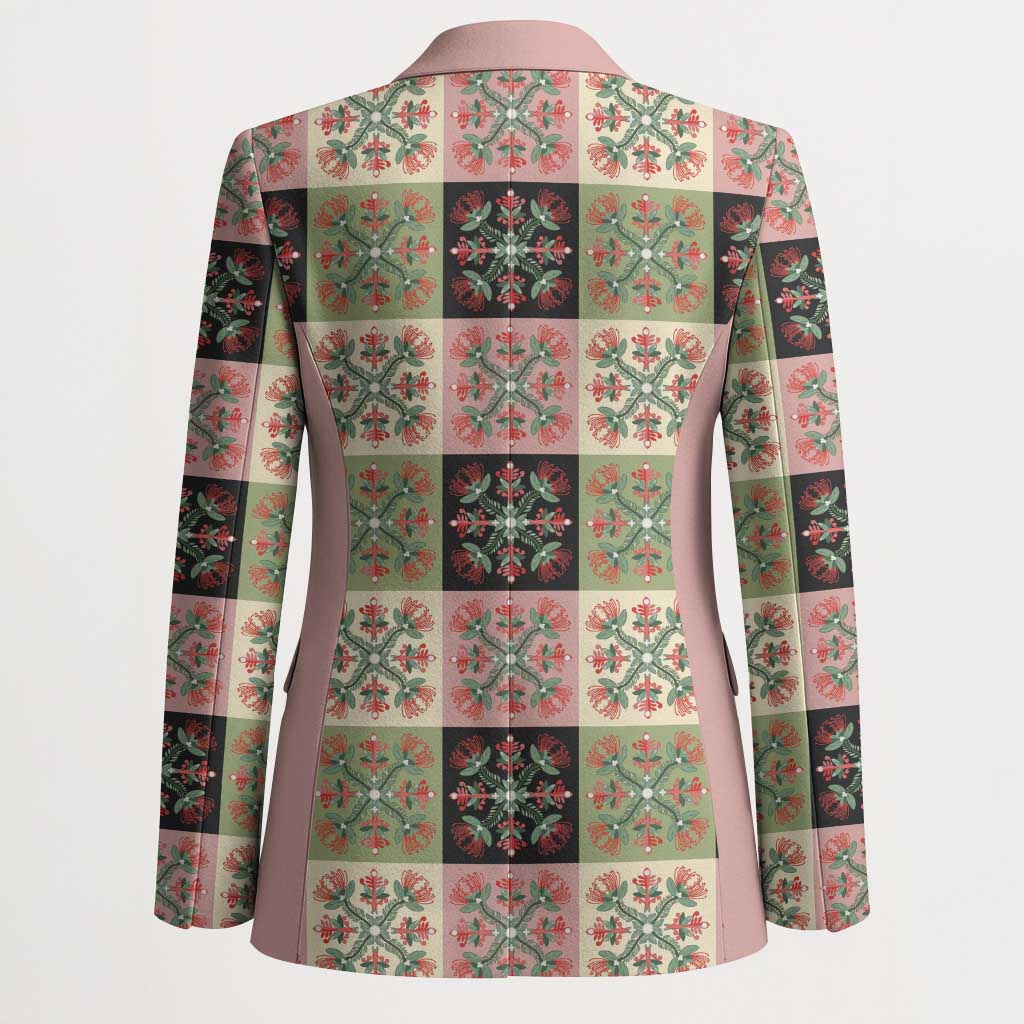 Seamless Pattern Pikake Lei Blazer Floral Squares Pikake - Polynesian Pride