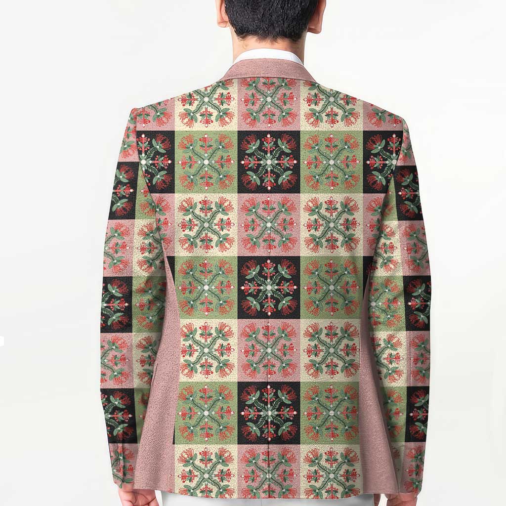 Seamless Pattern Pikake Lei Blazer Floral Squares Pikake - Polynesian Pride
