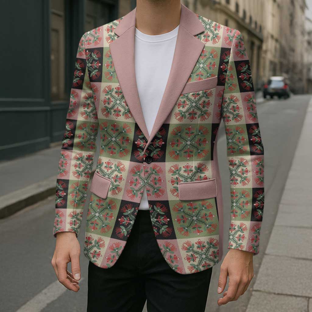 Seamless Pattern Pikake Lei Blazer Floral Squares Pikake - Polynesian Pride