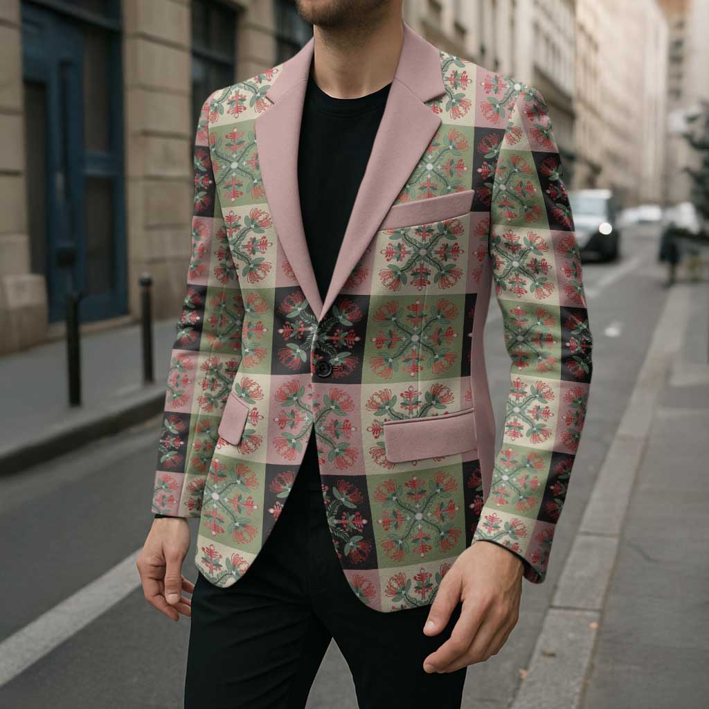 Seamless Pattern Pikake Lei Blazer Floral Squares Pikake - Polynesian Pride