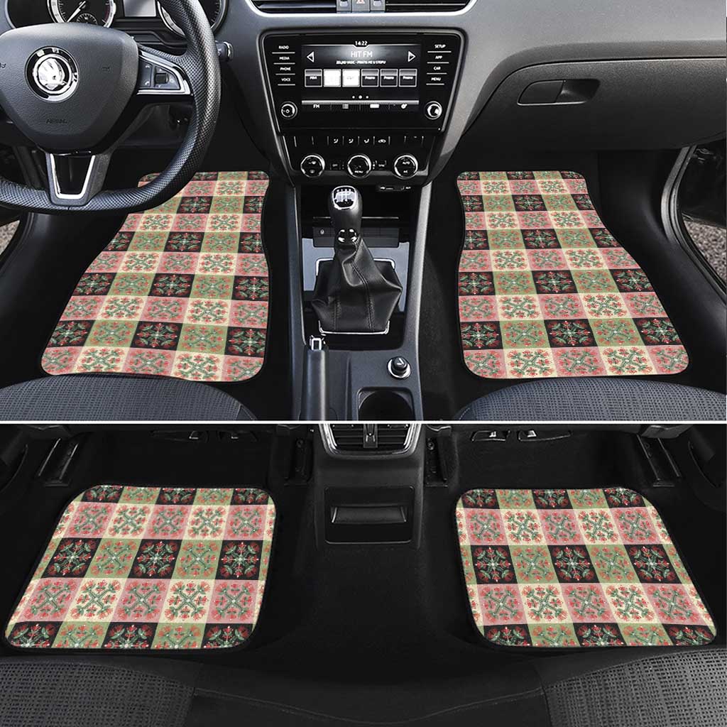 Seamless Pattern Pikake Lei Car Mats Floral Squares Pikake - Polynesian Pride
