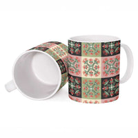 Seamless Pattern Pikake Lei Ceramic Mug Floral Squares Pikake - Polynesian Pride