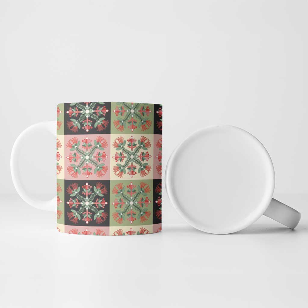Seamless Pattern Pikake Lei Ceramic Mug Floral Squares Pikake - Polynesian Pride