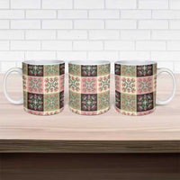 Seamless Pattern Pikake Lei Ceramic Mug Floral Squares Pikake - Polynesian Pride