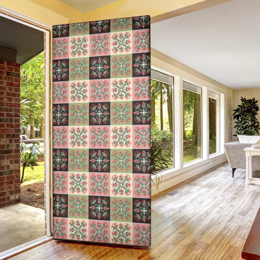 Seamless Pattern Pikake Lei Door Cover Floral Squares Pikake - Polynesian Pride