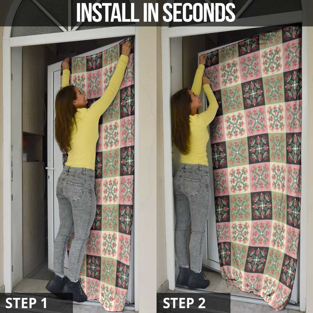 Seamless Pattern Pikake Lei Door Cover Floral Squares Pikake - Polynesian Pride