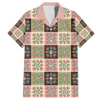 Seamless Pattern Pikake Lei Family Matching Long Sleeve Bodycon Dress and Hawaiian Shirt Floral Squares Pikake LT9 Dad's Shirt - Short Sleeve Pink - Polynesian Pride