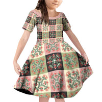 Seamless Pattern Pikake Lei Family Matching Off Shoulder Short Dress and Hawaiian Shirt Floral Squares Pikake - Polynesian Pride