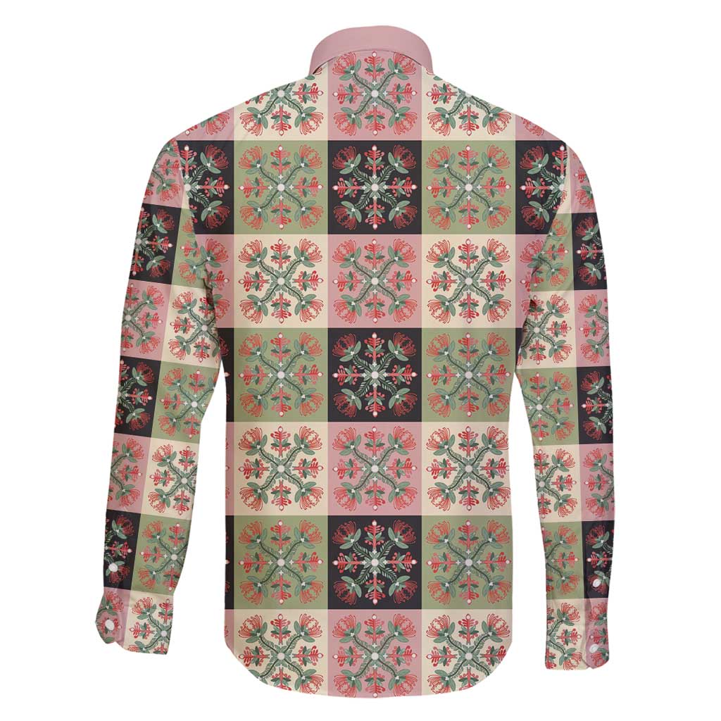 Seamless Pattern Pikake Lei Family Matching Off Shoulder Short Dress and Hawaiian Shirt Floral Squares Pikake - Polynesian Pride