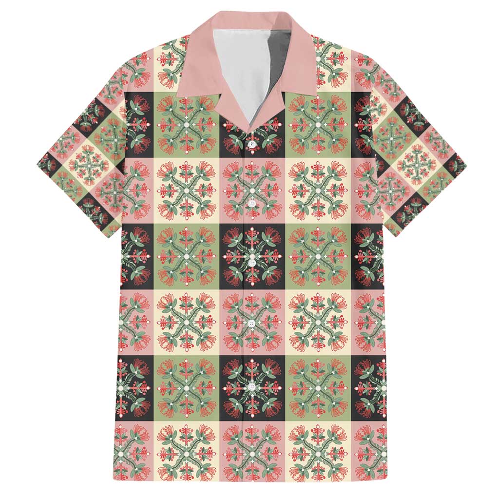 Seamless Pattern Pikake Lei Family Matching Short Sleeve Bodycon Dress and Hawaiian Shirt Floral Squares Pikake LT9 Dad's Shirt - Short Sleeve Pink - Polynesian Pride