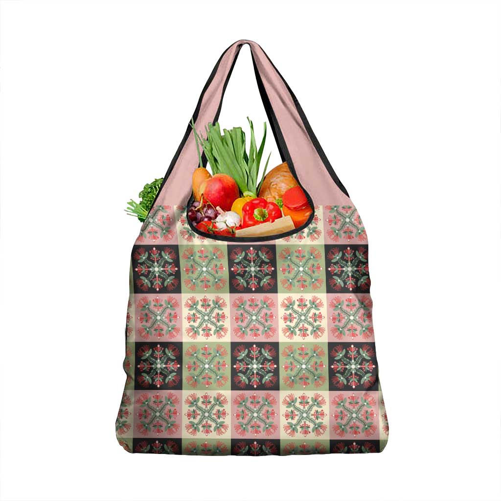 Seamless Pattern Pikake Lei Grocery Bag Floral Squares Pikake - Polynesian Pride