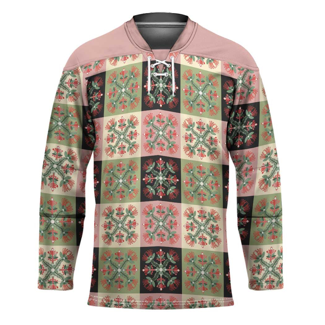 Seamless Pattern Pikake Lei Hockey Jersey Floral Squares Pikake - Polynesian Pride