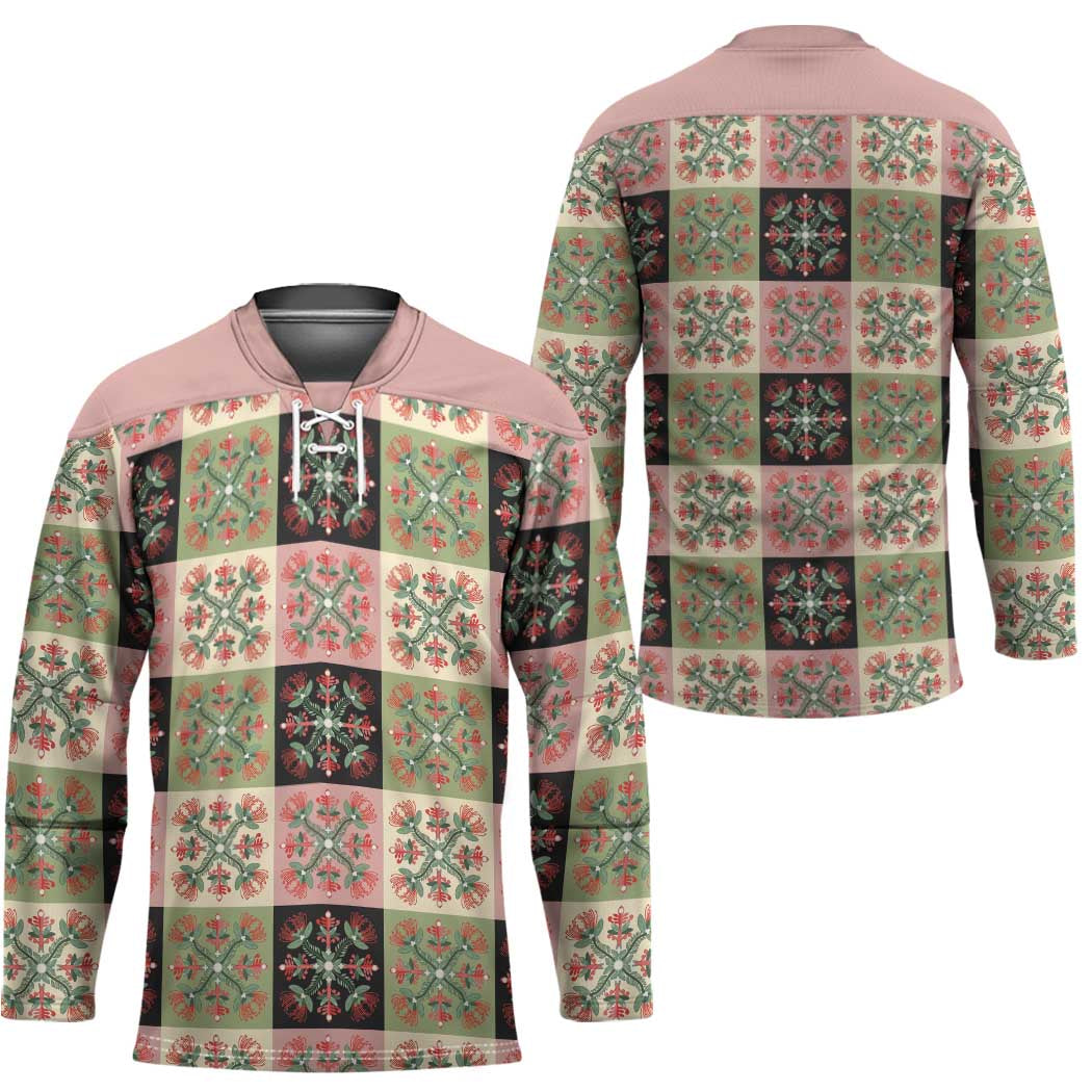 Seamless Pattern Pikake Lei Hockey Jersey Floral Squares Pikake - Polynesian Pride
