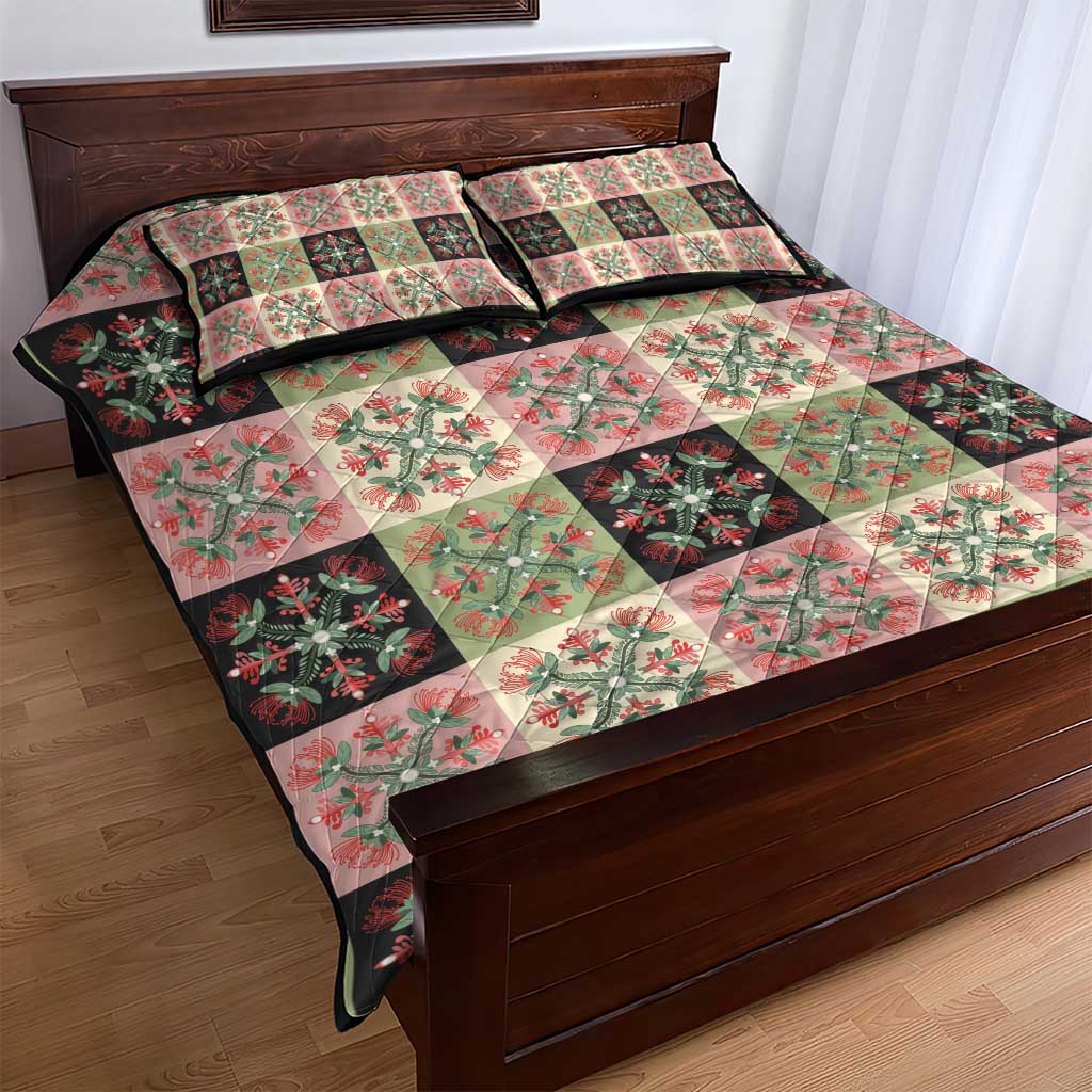 Seamless Pattern Pikake Lei Quilt Bed Set Floral Squares Pikake - Polynesian Pride