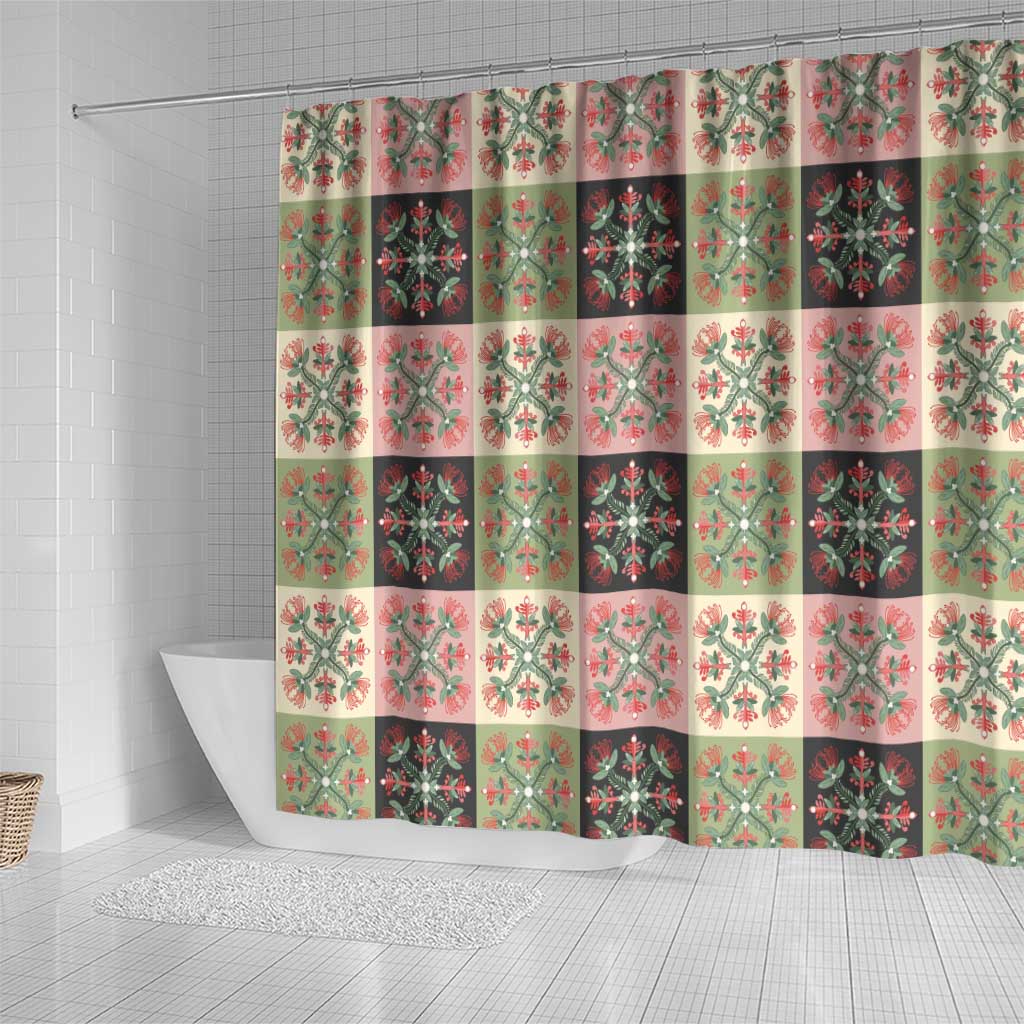 Seamless Pattern Pikake Lei Shower Curtain Floral Squares Pikake - Polynesian Pride