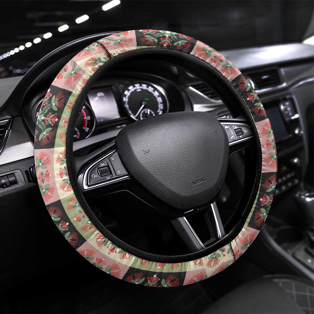 Seamless Pattern Pikake Lei Steering Wheel Cover Floral Squares Pikake - Polynesian Pride