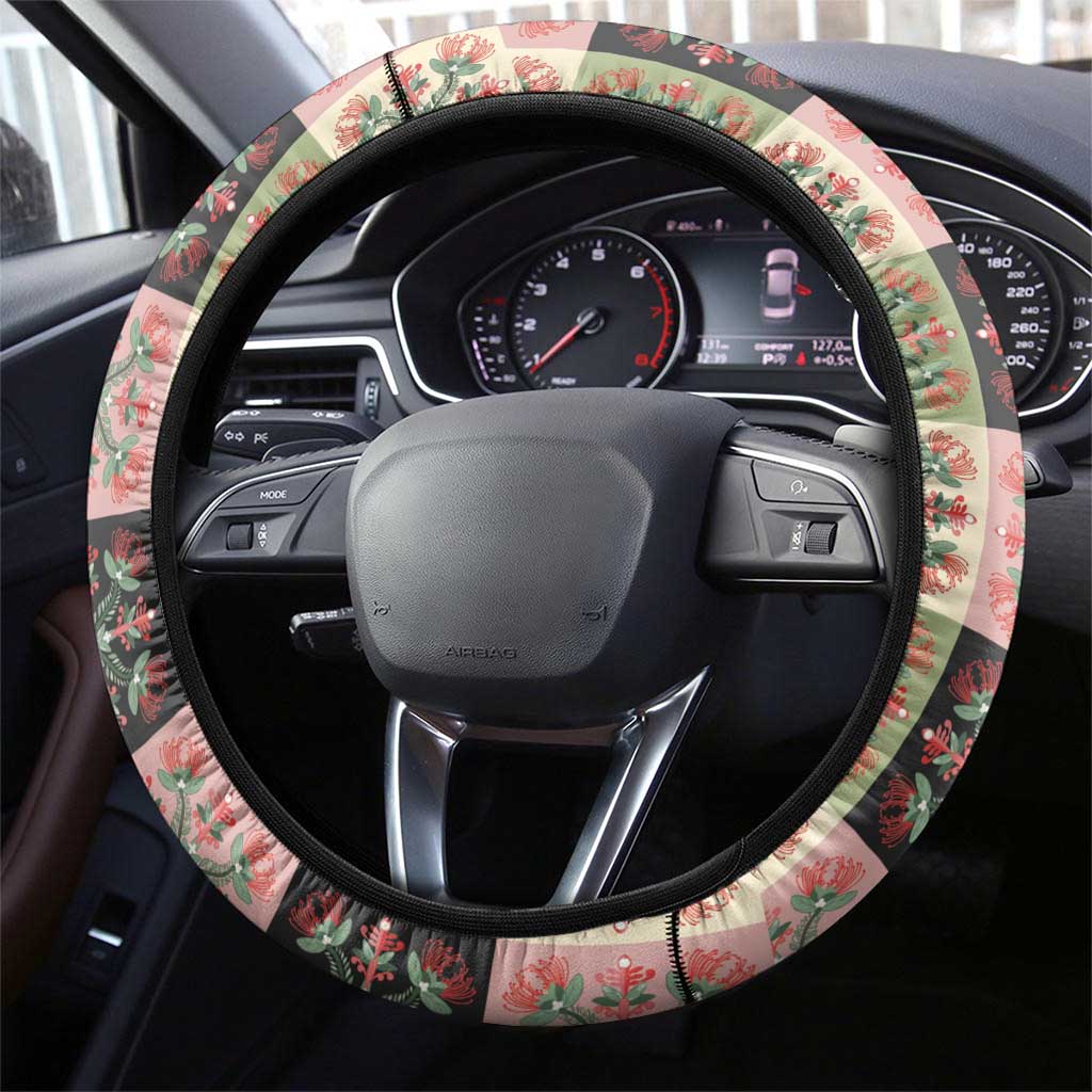 Seamless Pattern Pikake Lei Steering Wheel Cover Floral Squares Pikake - Polynesian Pride