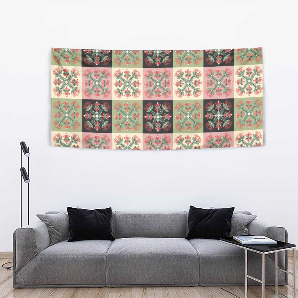 Seamless Pattern Pikake Lei Tapestry Floral Squares Pikake - Polynesian Pride