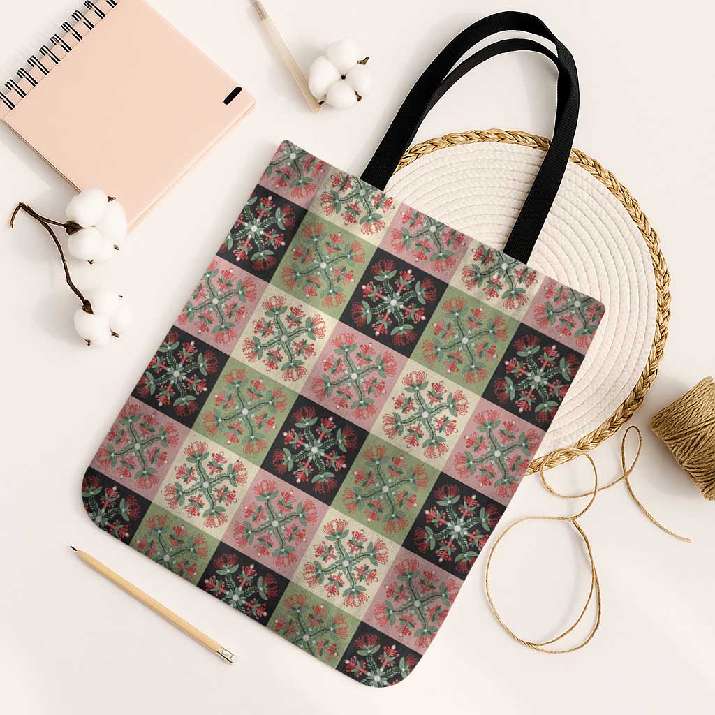 Seamless Pattern Pikake Lei Tote Bag Floral Squares Pikake - Polynesian Pride