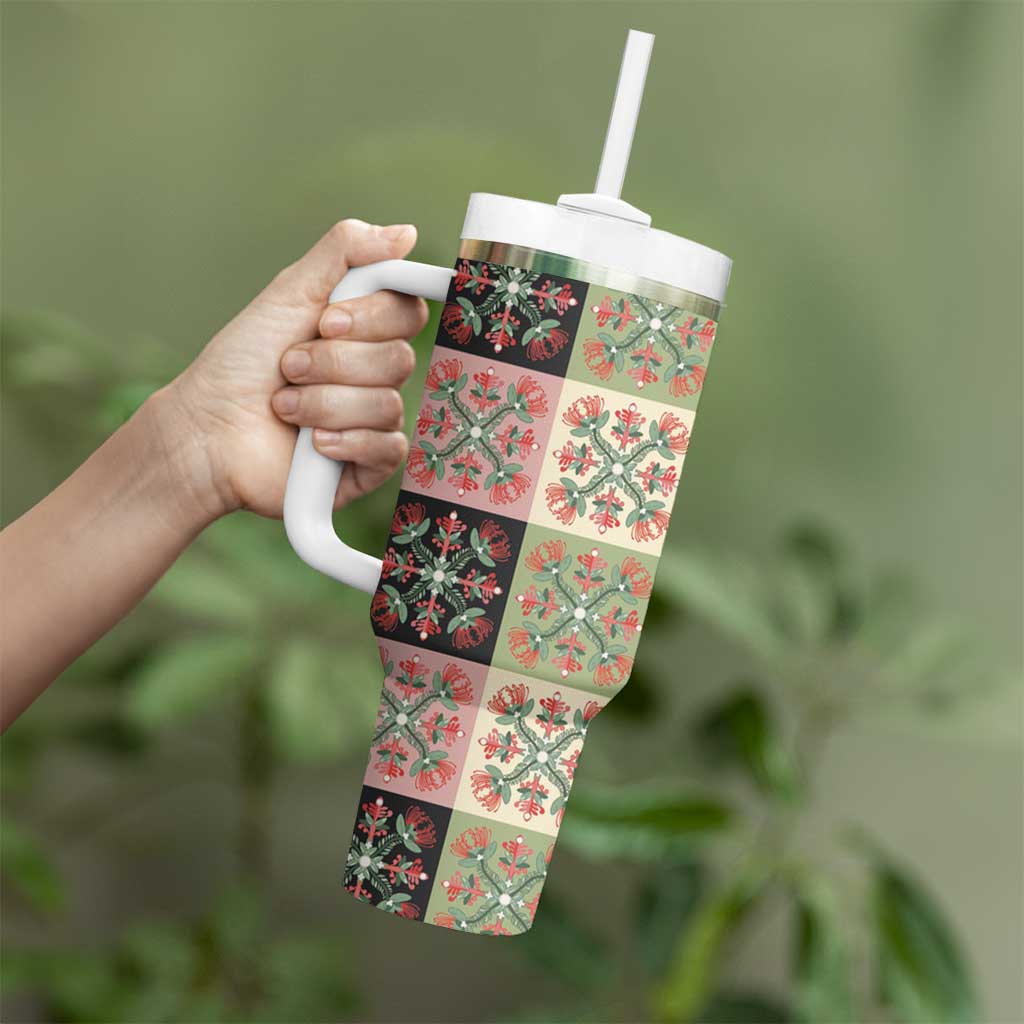 Seamless Pattern Pikake Lei Tumbler With Handle Floral Squares Pikake - Polynesian Pride