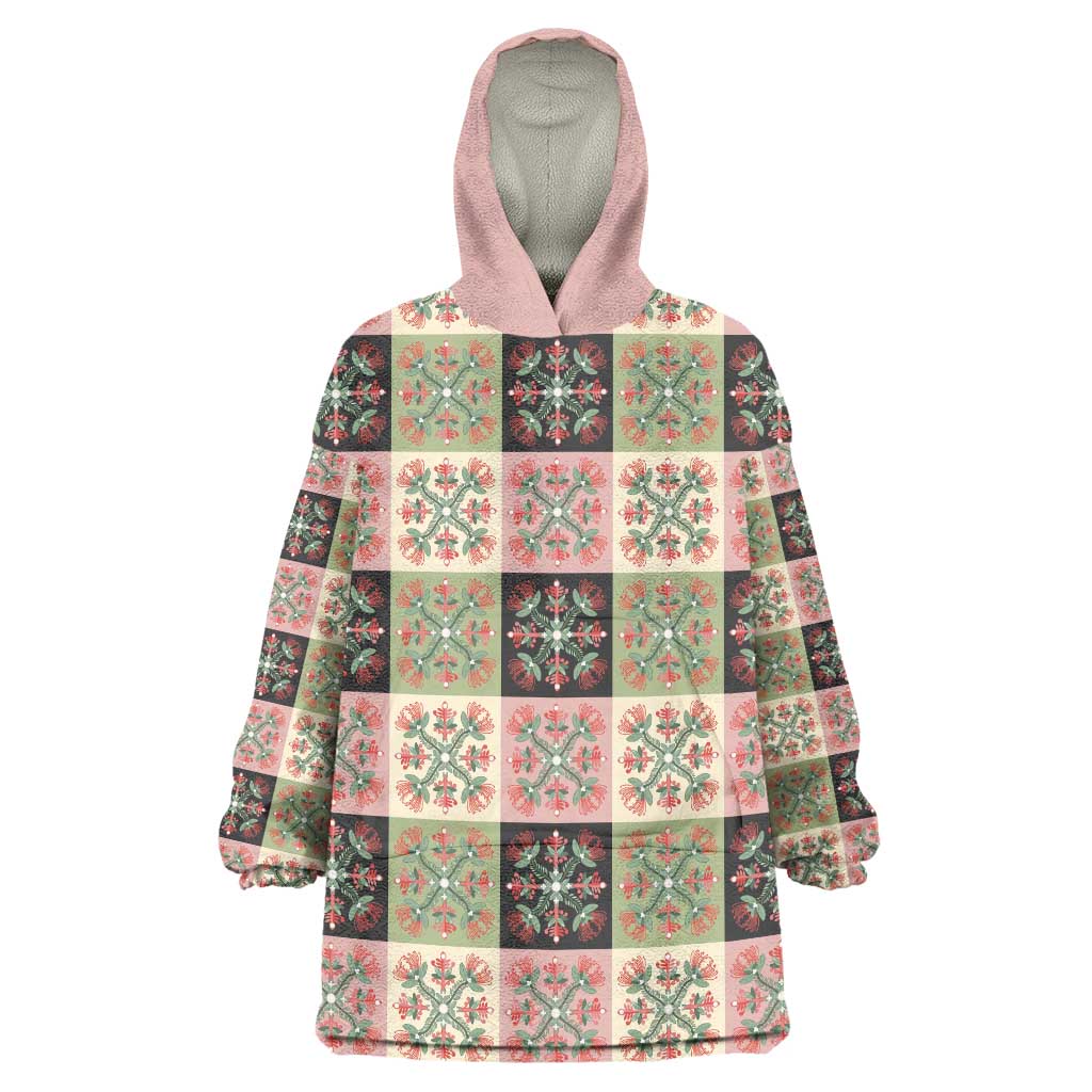 Seamless Pattern Pikake Lei Wearable Blanket Hoodie Floral Squares Pikake - Polynesian Pride