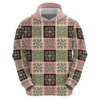 Seamless Pattern Pikake Lei Zip Hoodie Floral Squares Pikake - Polynesian Pride