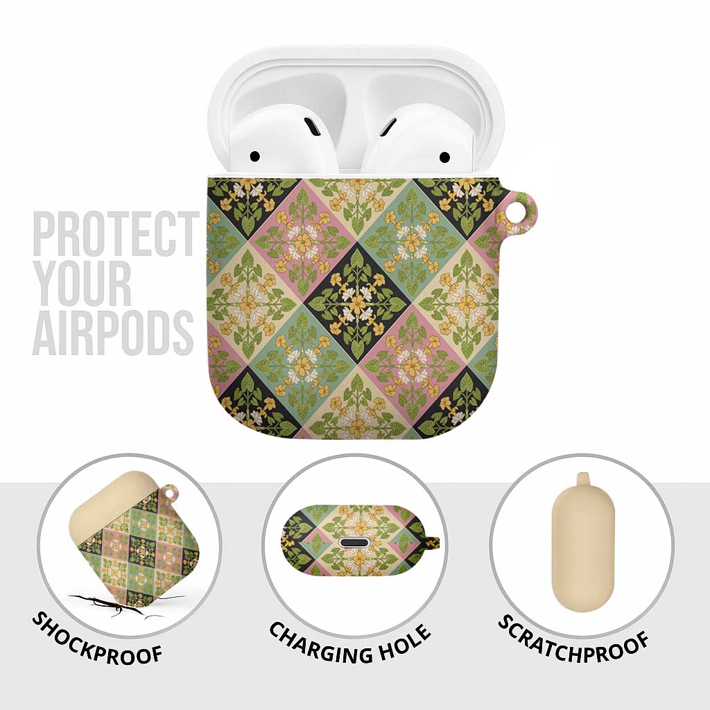 Seamless Pattern Puakenikeni and Kalo AirPods Case - Polynesian Pride