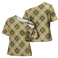 Seamless Pattern Puakenikeni and Kalo Cross Shoulder Shirt - Polynesian Pride