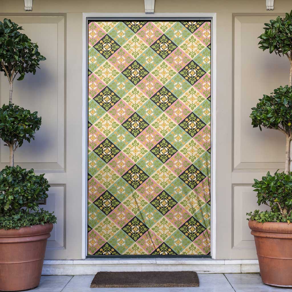Seamless Pattern Puakenikeni and Kalo Door Cover - Polynesian Pride