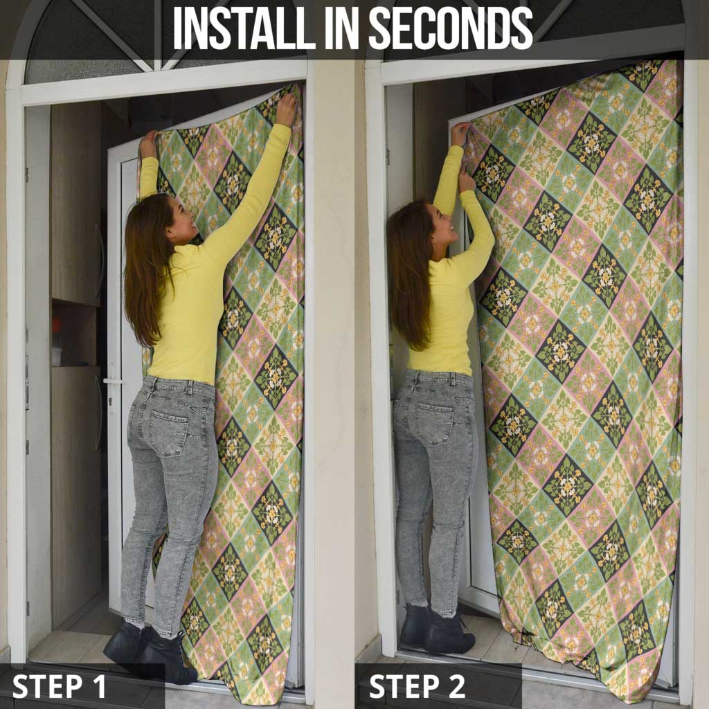 Seamless Pattern Puakenikeni and Kalo Door Cover - Polynesian Pride