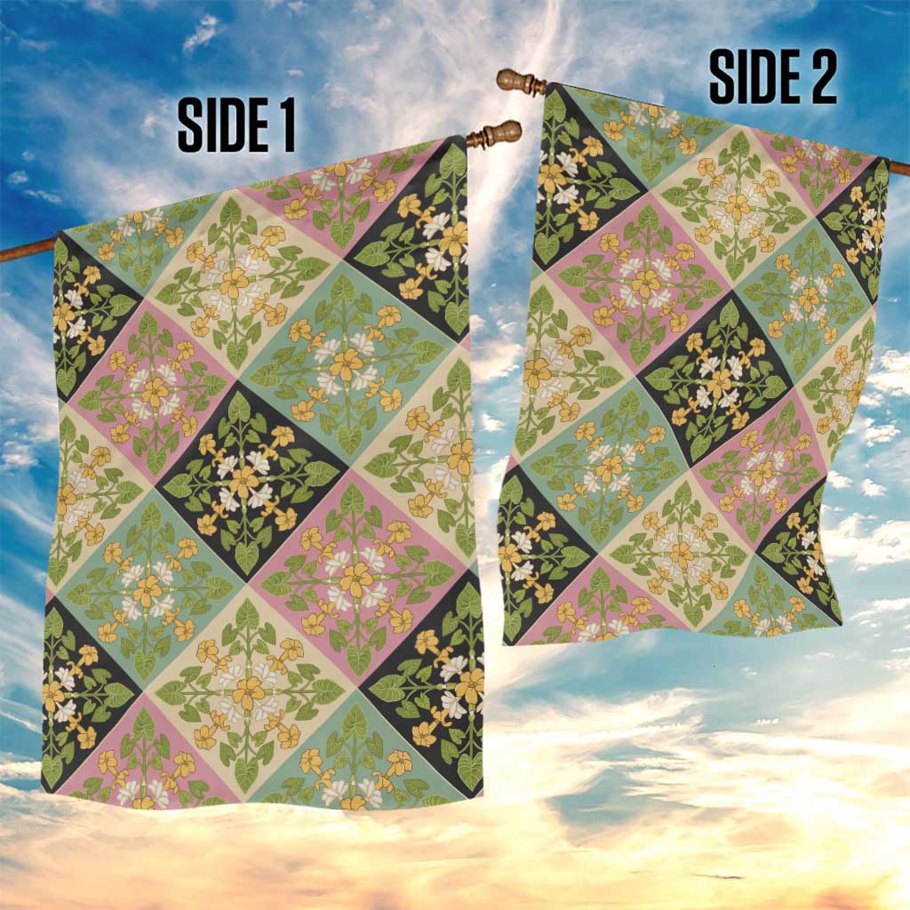 Seamless Pattern Puakenikeni and Kalo Garden Flag - Polynesian Pride