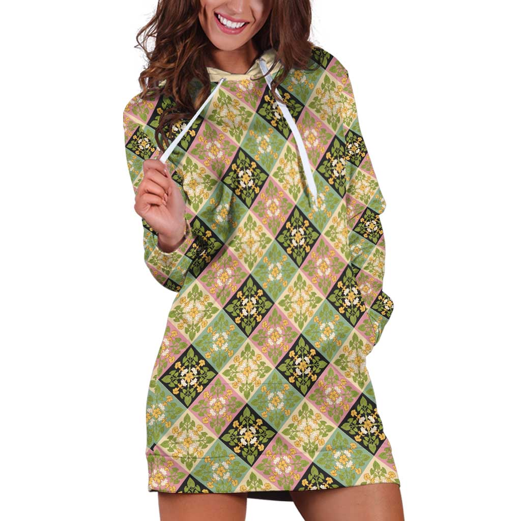 Seamless Pattern Puakenikeni and Kalo Hoodie Dress - Polynesian Pride