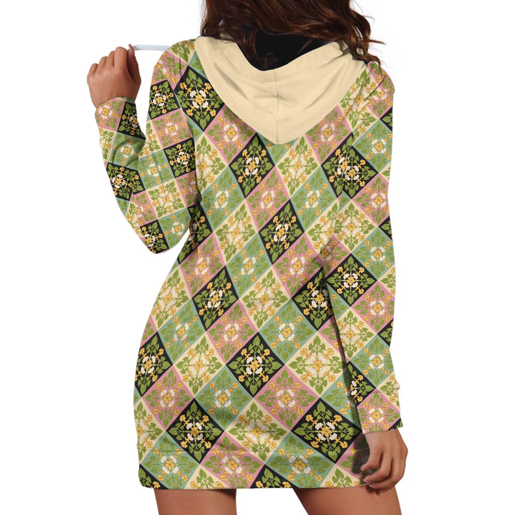 Seamless Pattern Puakenikeni and Kalo Hoodie Dress - Polynesian Pride
