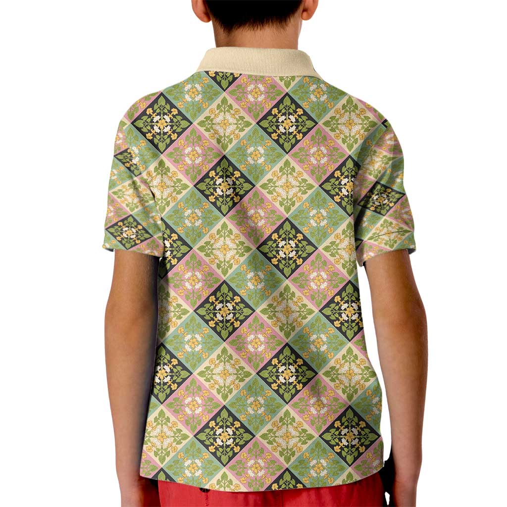 Seamless Pattern Puakenikeni and Kalo Kid Polo Shirt - Polynesian Pride
