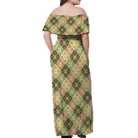 Seamless Pattern Puakenikeni and Kalo Off Shoulder Maxi Dress - Polynesian Pride