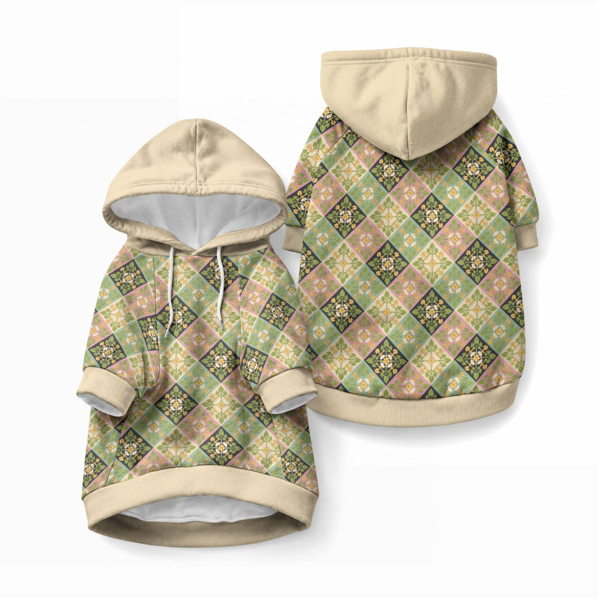 Seamless Pattern Puakenikeni and Kalo Pet Hoodie LT9 Pullover Beige - Polynesian Pride