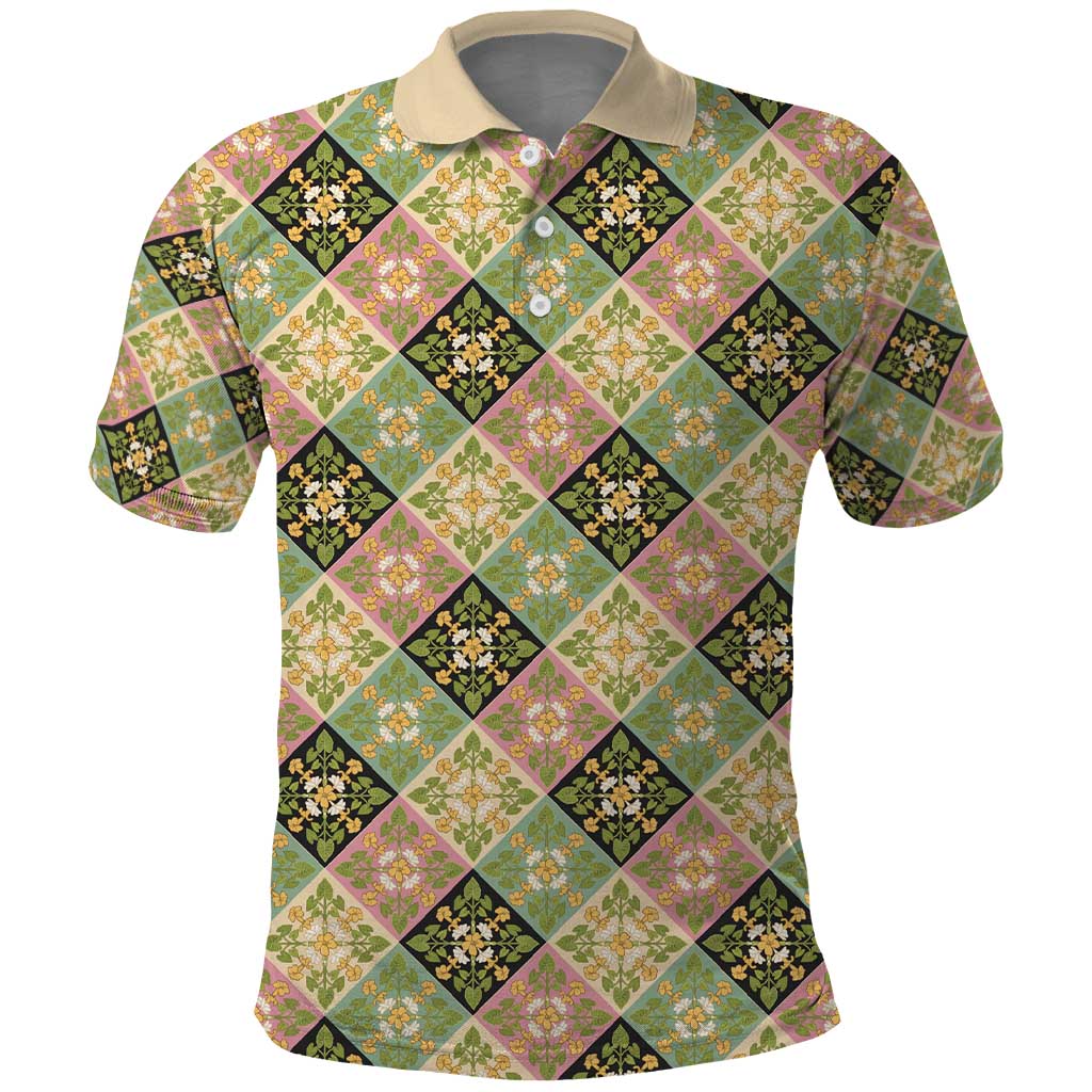Seamless Pattern Puakenikeni and Kalo Polo Shirt - Polynesian Pride