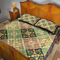 Seamless Pattern Puakenikeni and Kalo Quilt Bed Set - Polynesian Pride