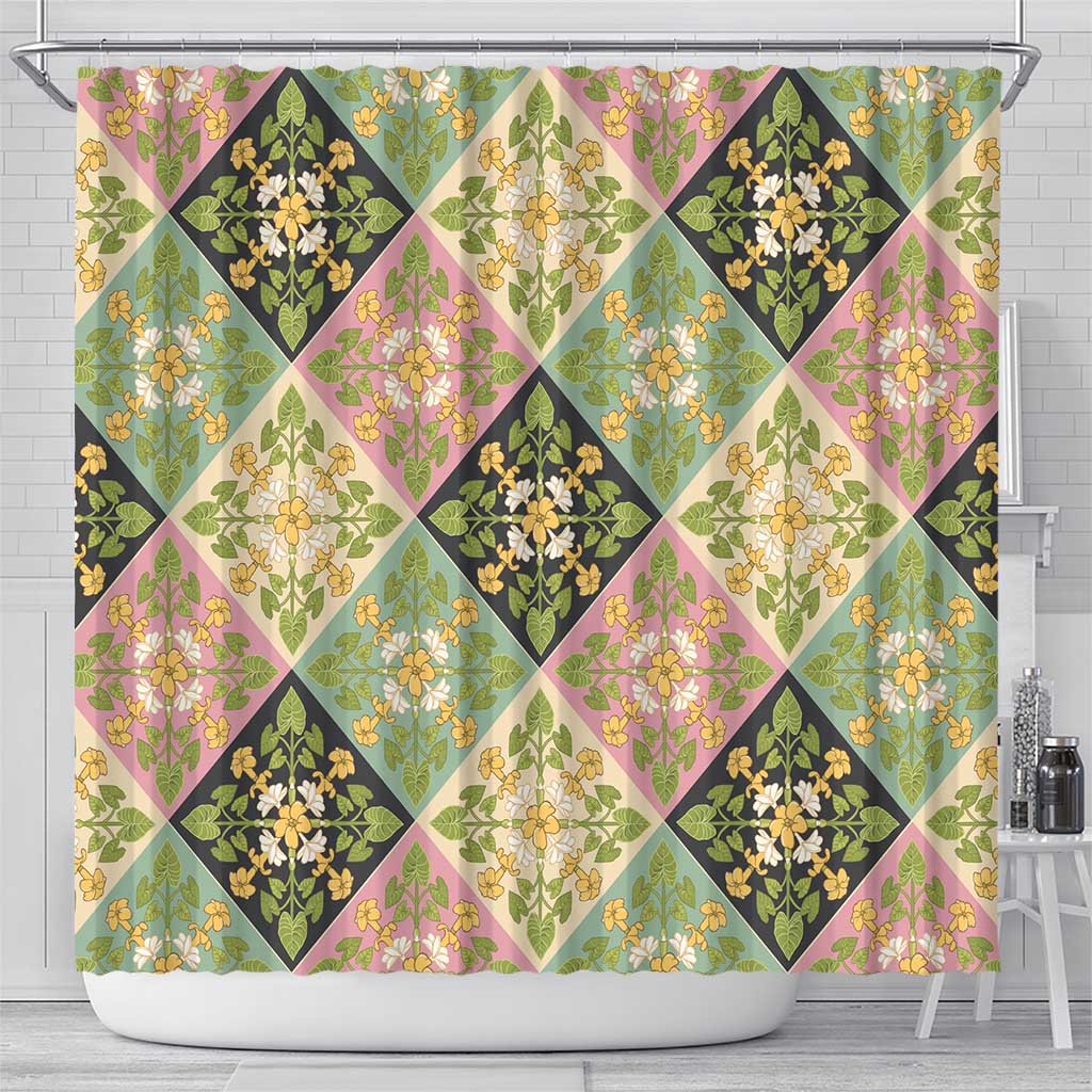 Seamless Pattern Puakenikeni and Kalo Shower Curtain - Polynesian Pride