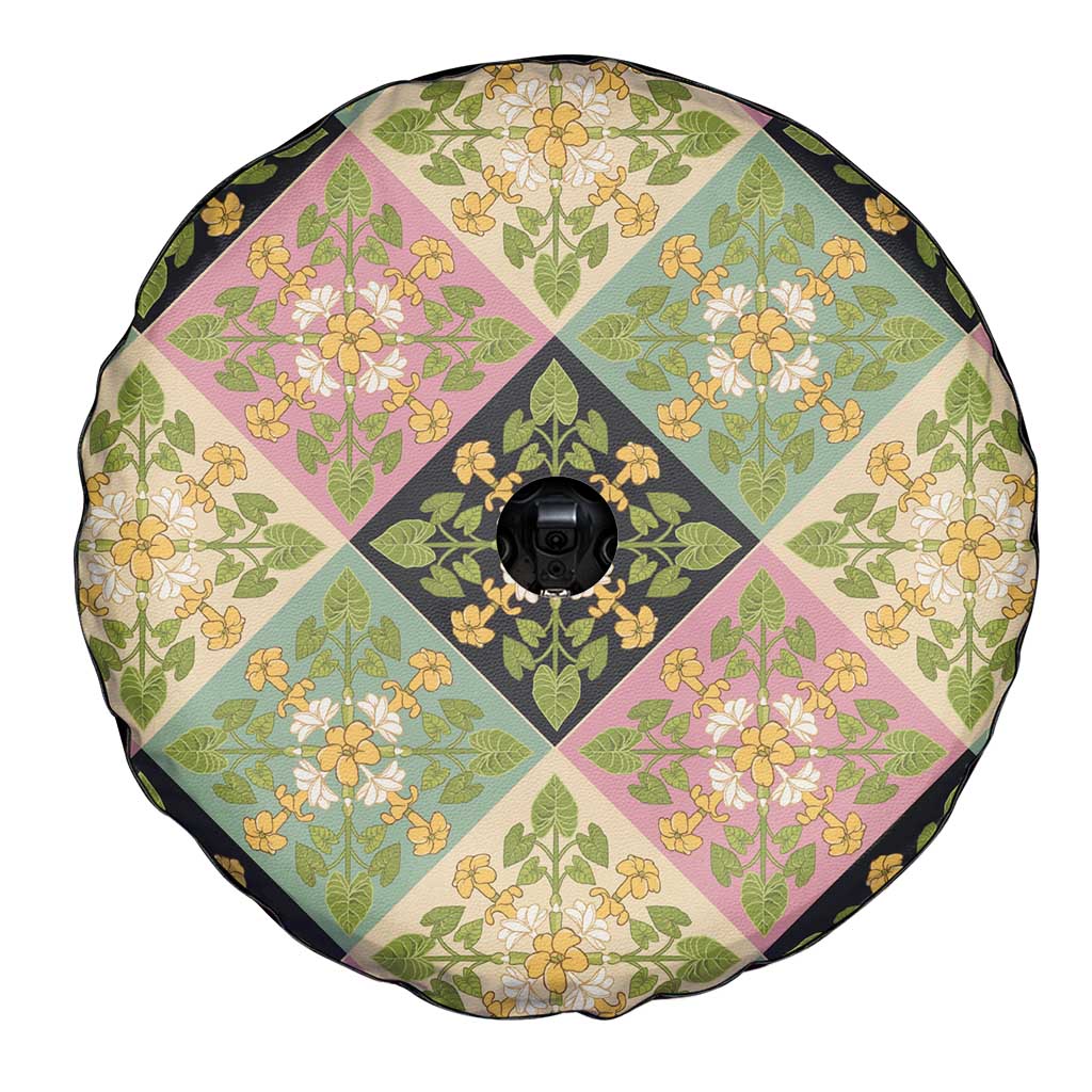 Seamless Pattern Puakenikeni and Kalo Spare Tire Cover - Polynesian Pride