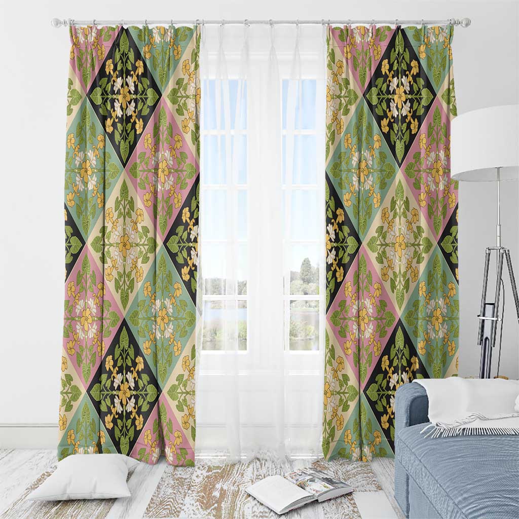 Seamless Pattern Puakenikeni and Kalo Window Curtain - Polynesian Pride