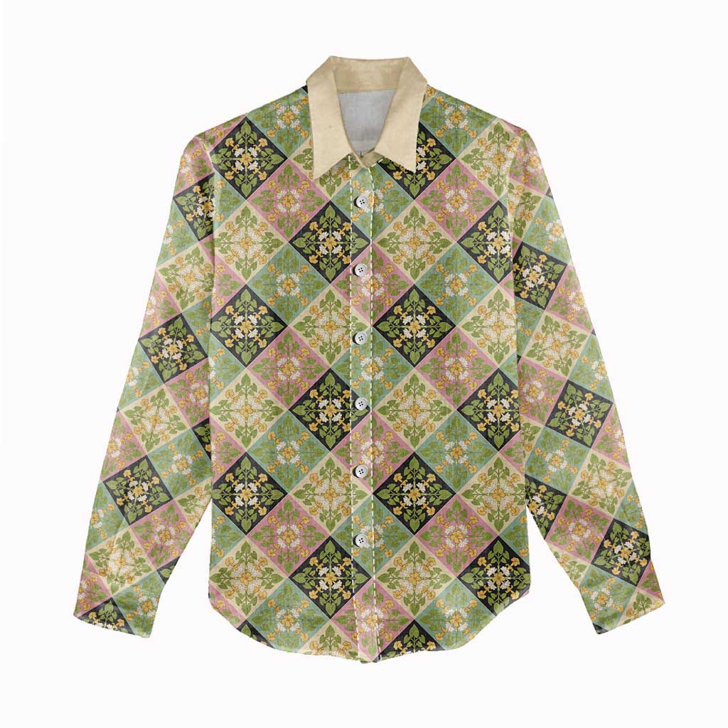 Seamless Pattern Puakenikeni and Kalo Women Casual Shirt - Polynesian Pride