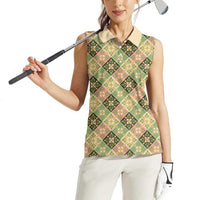 Seamless Pattern Puakenikeni and Kalo Women Sleeveless Polo Shirt - Polynesian Pride
