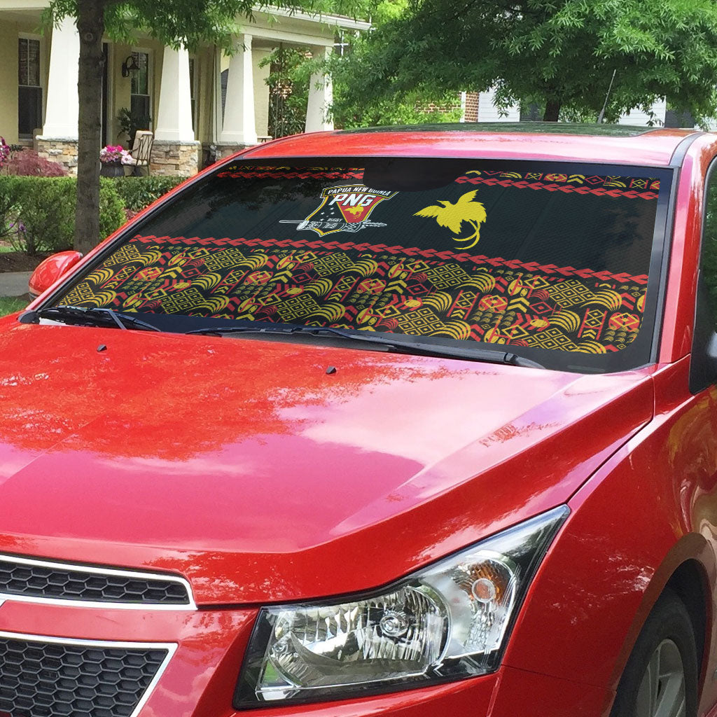 Papua New Guinea Kumuls Auto Sun Shade Bird of Paradise Black Version LT9 - Polynesian Pride