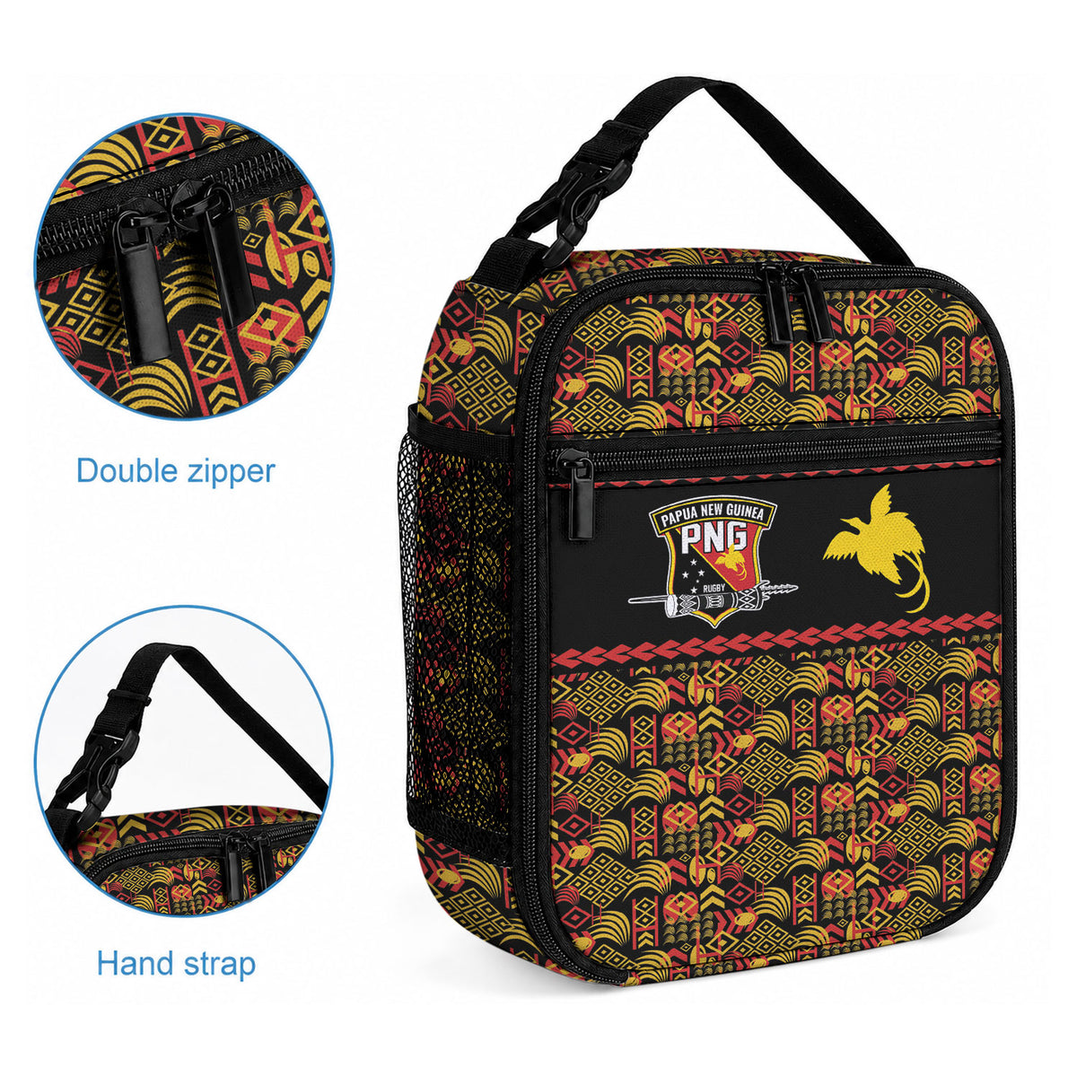 Papua New Guinea Kumuls Lunch Bag Bird of Paradise Black Version LT9 - Polynesian Pride
