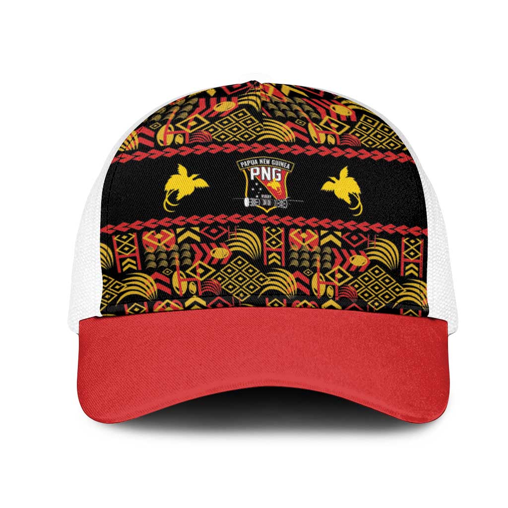 Papua New Guinea Kumuls Mesh Trucker Cap Bird of Paradise Black Version LT9 One Size White Black - Polynesian Pride