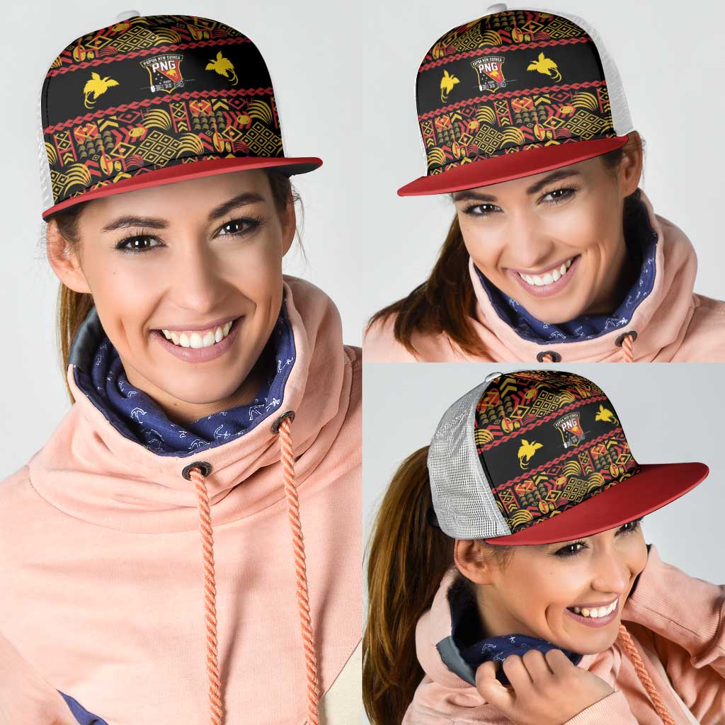 Papua New Guinea Kumuls Mesh Trucker Cap Bird of Paradise Black Version LT9 - Polynesian Pride