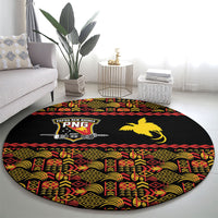 Papua New Guinea Kumuls Round Carpet Bird of Paradise Black Version LT9 - Polynesian Pride