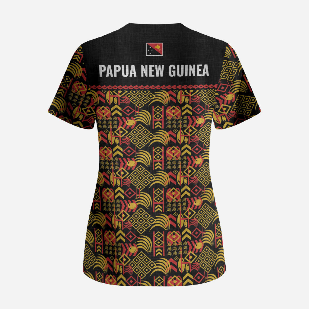 Papua New Guinea Kumuls Scrub Top Bird of Paradise Black Version LT9 - Polynesian Pride