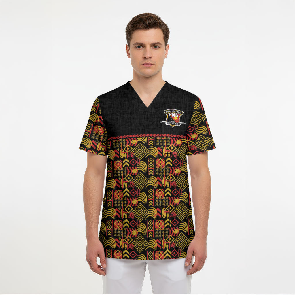 Papua New Guinea Kumuls Scrub Top Bird of Paradise Black Version LT9 - Polynesian Pride